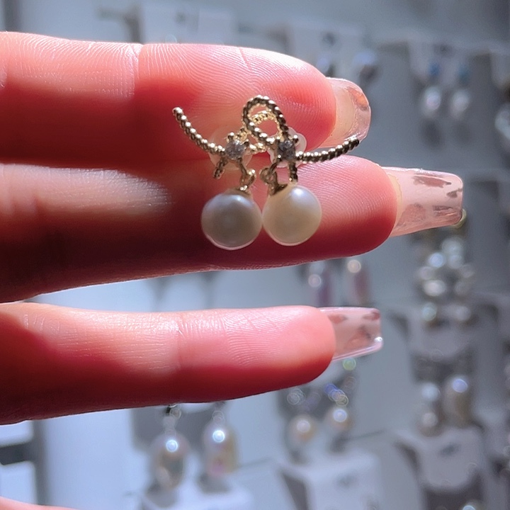 淡水珍珠耳饰银S925镶嵌