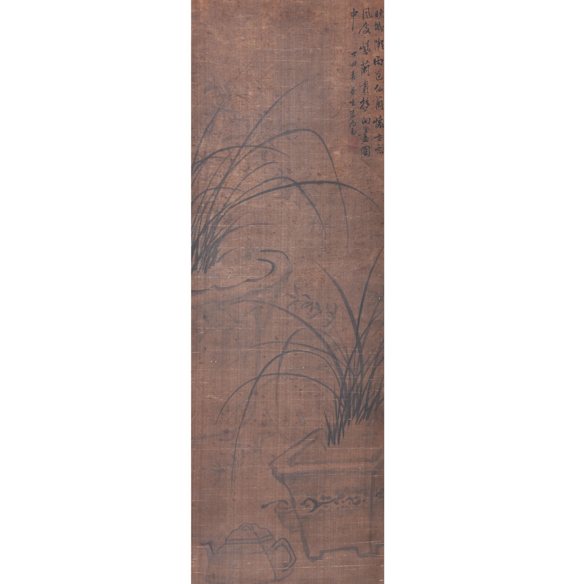 LOT.009陈鸿绶(款）【兰花】绢本水墨立轴B0502-252预展