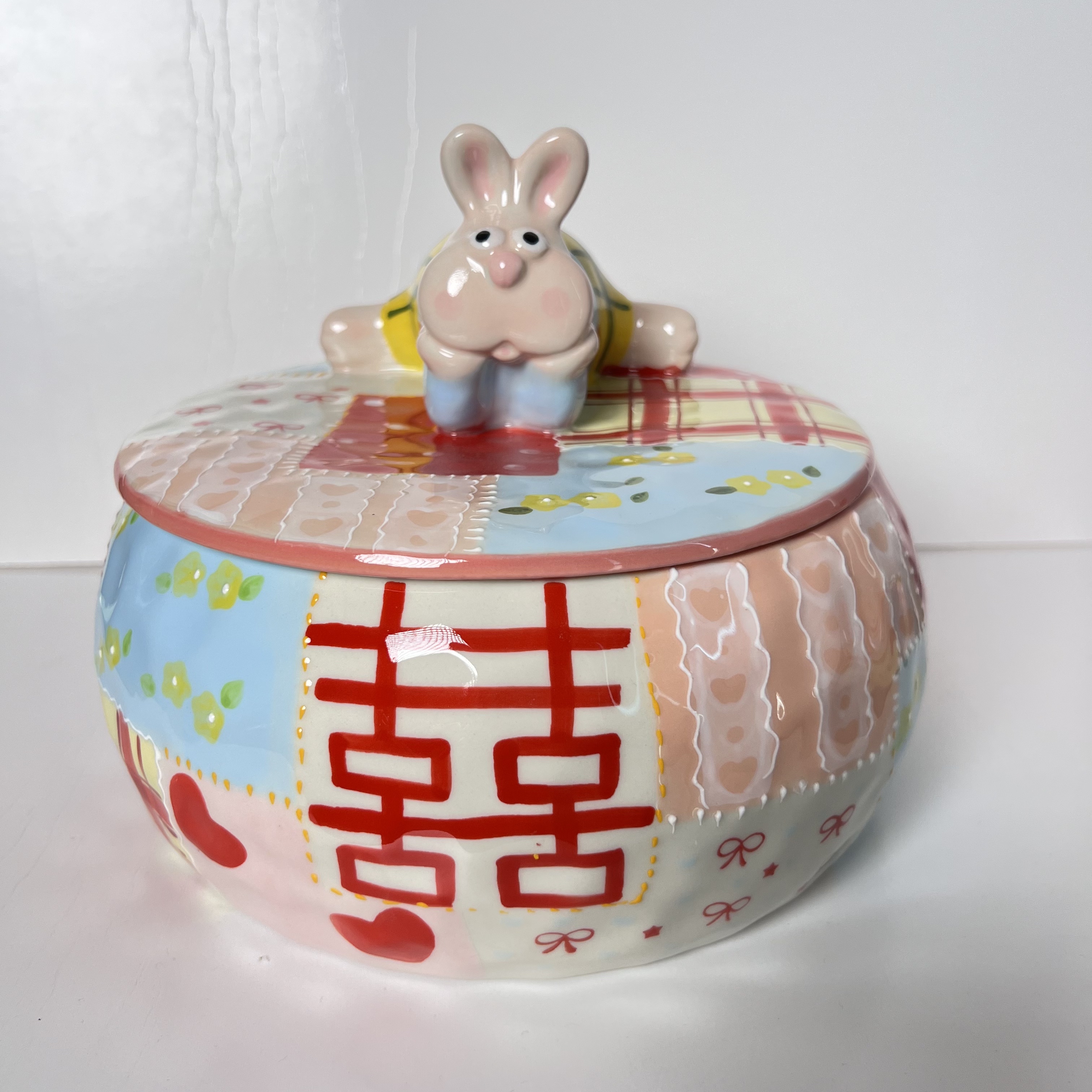 【出口原单】织囍拼兔-1500毫升带盖汤锅