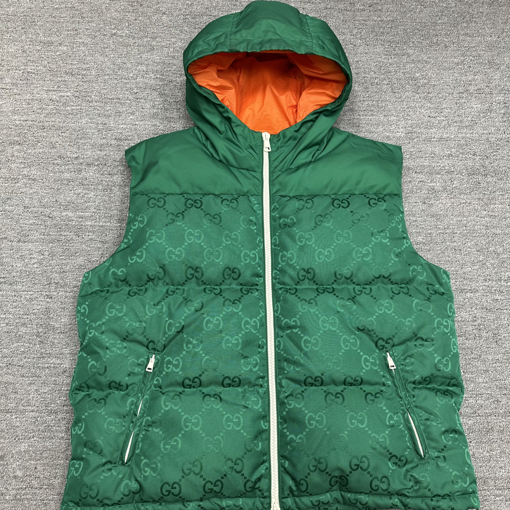 未使用 GUCCI/古驰 54码 gucci 老花满印羽绒马甲 全新