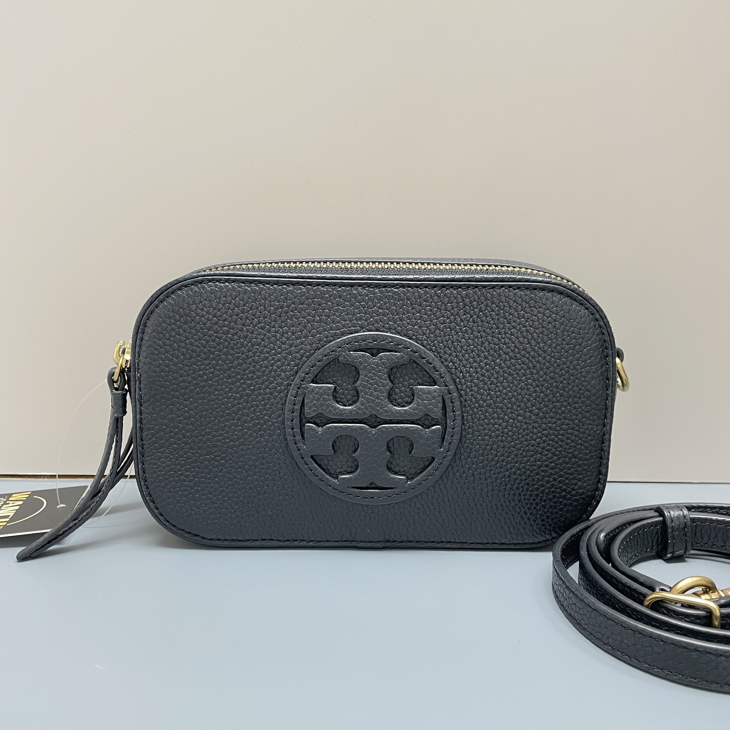 95新 TORY BURCH/汤丽柏琦 miller黑色迷你相机包19*11*5E121904
