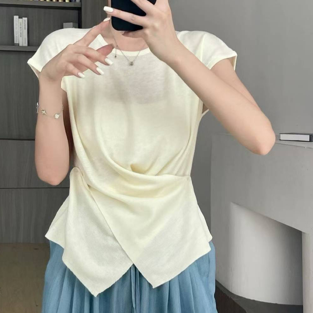 秋款六羊毛显瘦交叉小上衣