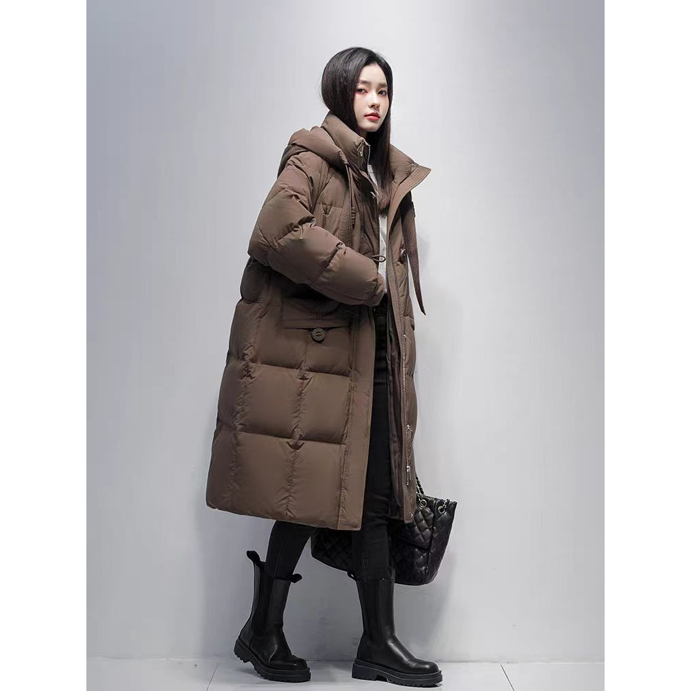 A90#鸭家同款极寒大被子长款连帽羽绒服女2025冬季加厚保暖外套