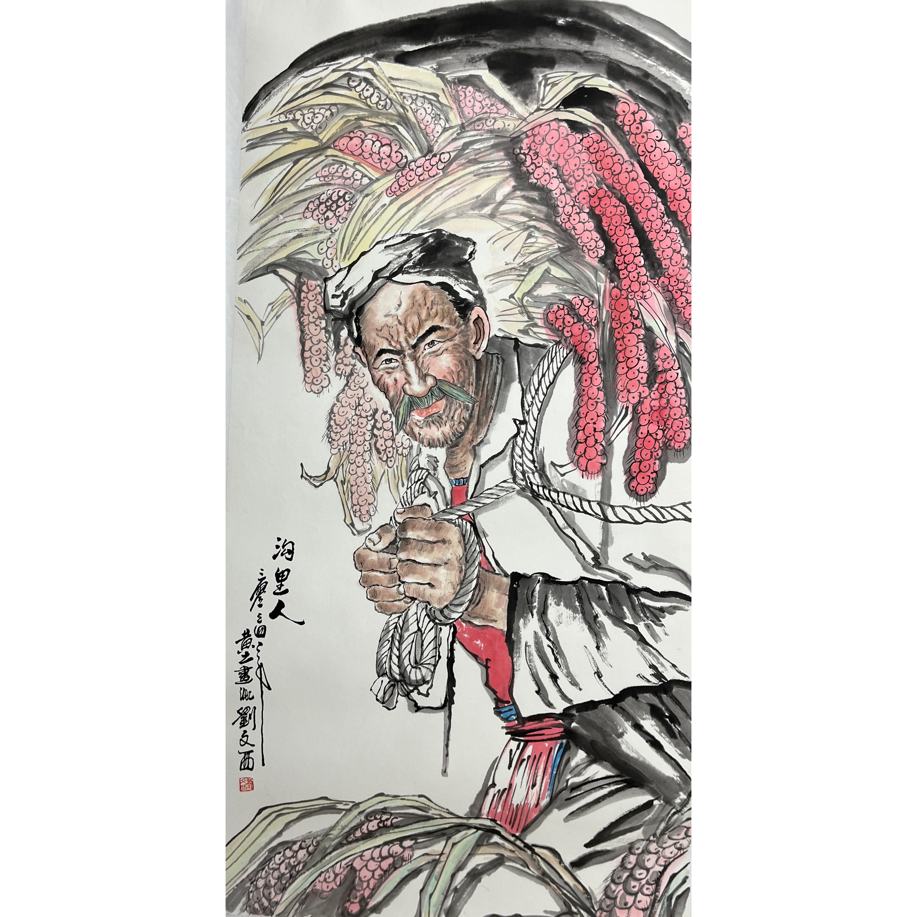 Lot 1864 刘文西 《人物画》137cm*70cm