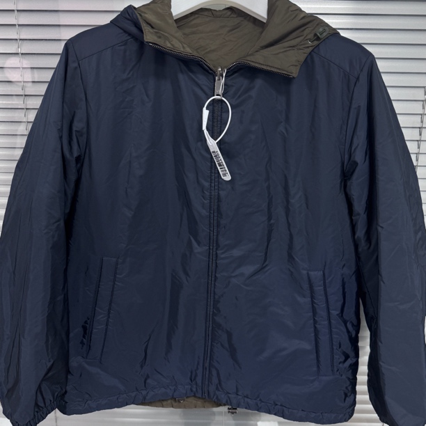 全新未使用/普拉达/54码/午夜蓝胶条LOGO棉服外套