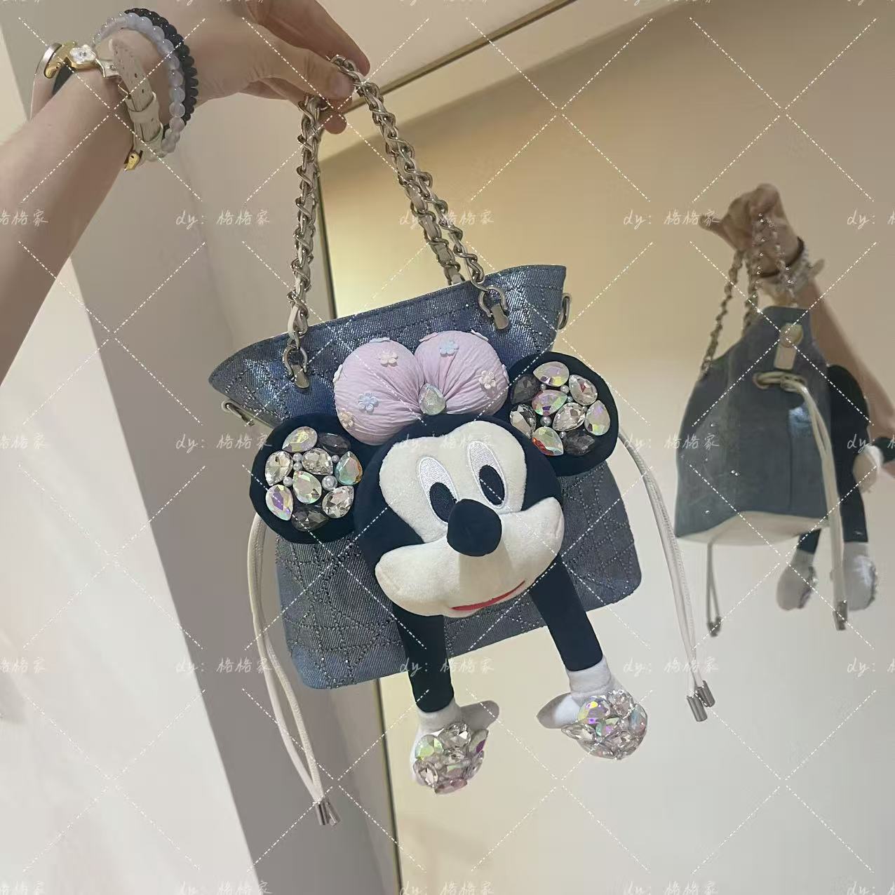 【格格家】蓝色牛仔米奇福袋女包1061