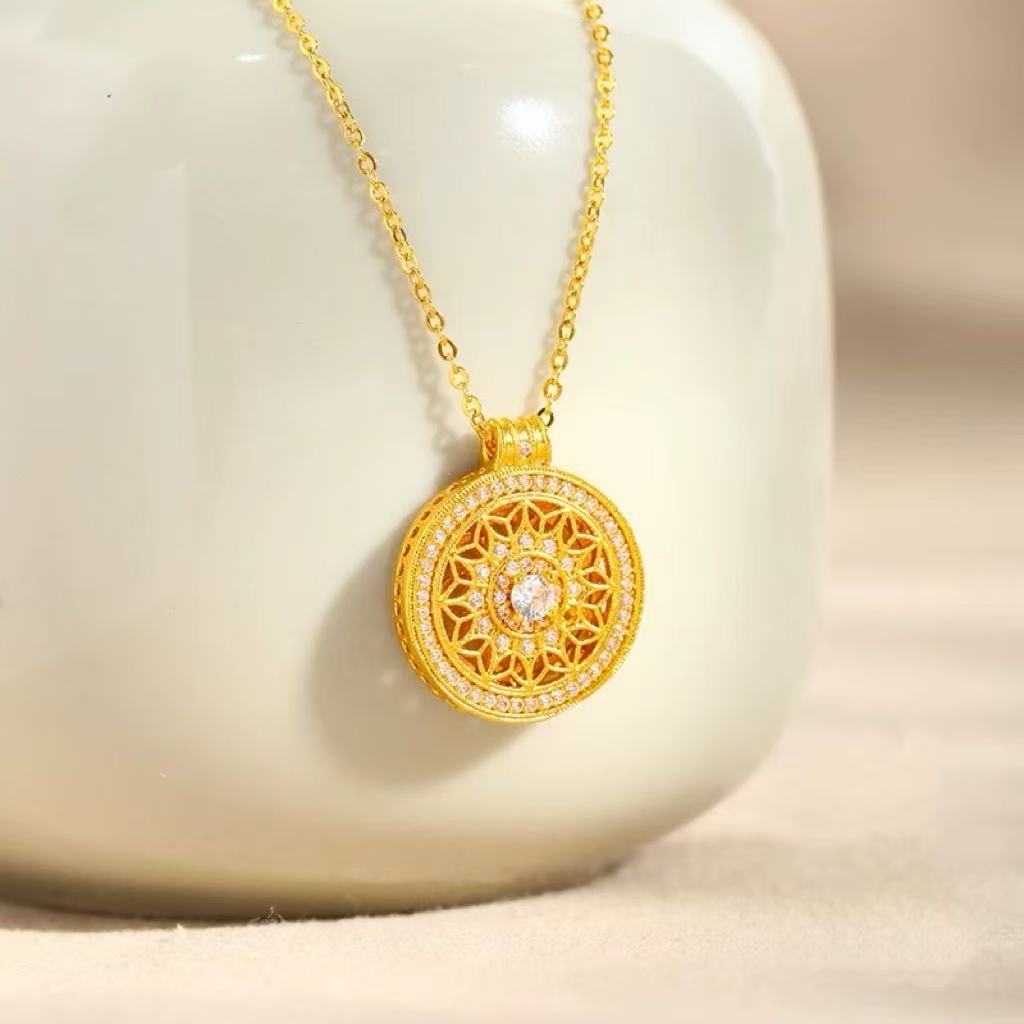 【H】经典镂空花丝八宝罗盘吊坠赠链【SCD35】