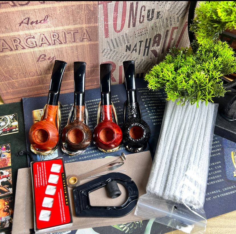 石楠木手工烟斗【飞碟牛头】9mm孔道带全套配件 3色可选择