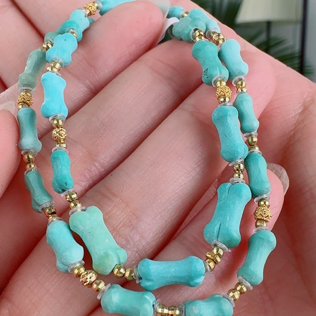 18K金镶嵌绿松石珠宝奇石