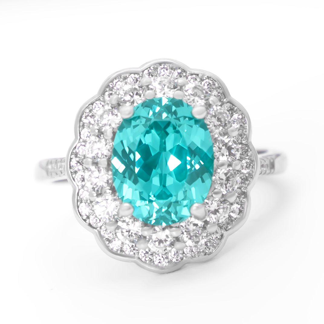 轻奢精致碧玺/帕拉伊巴霓虹蓝绿色925戒指活口戒-214