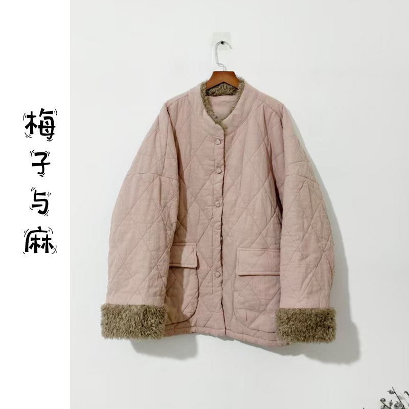 【大梅子推荐】设计款亚麻盘扣棉服JG5990A-衣长68 胸围140