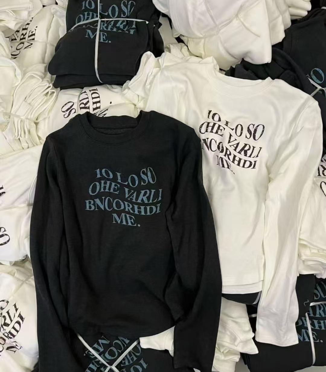 【加厚磨毛】法夏尔严选钱多多字母长袖T恤C21160