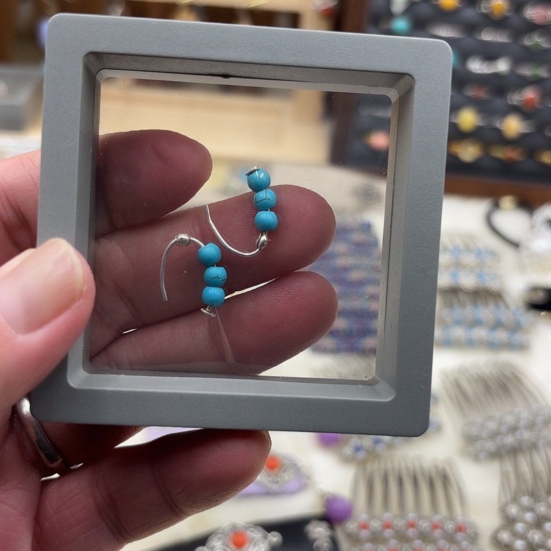 纯银手工耳饰一对