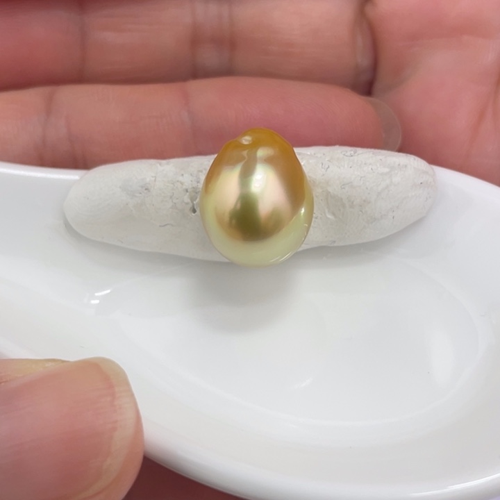 海水珍珠裸珠12-13mm炫茶金巴
