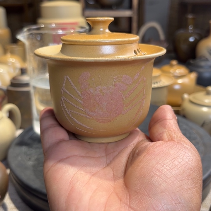 罐建水紫陶手抓盖碗微瑕