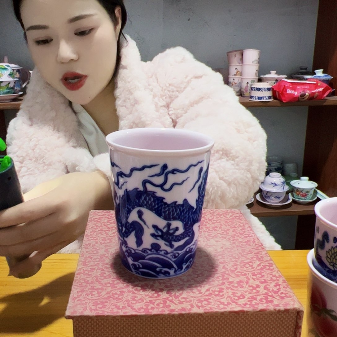 摆件陶景德镇红xixi龙纹可乐杯
