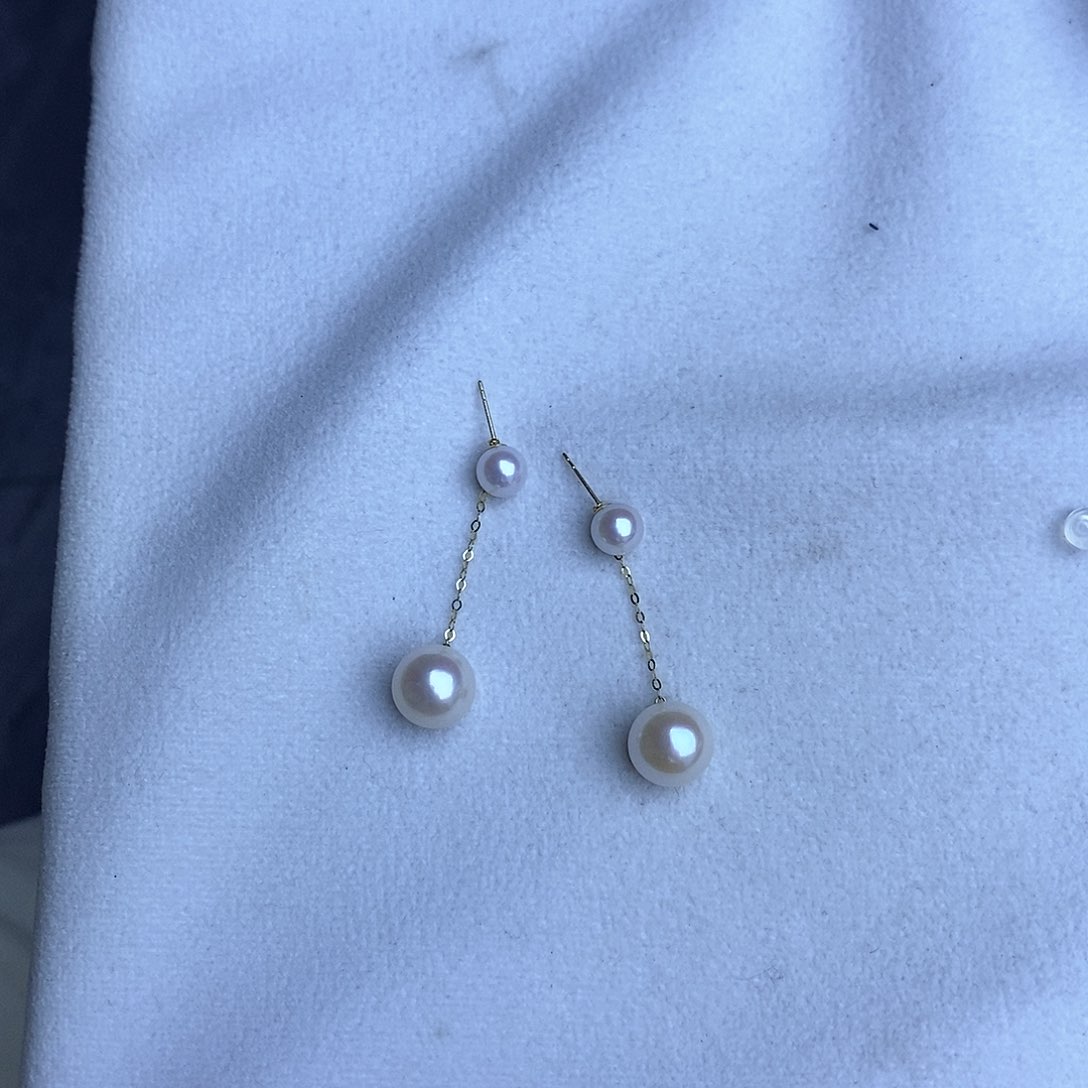 未镶嵌耳饰淡水珍珠定制双珠耳线