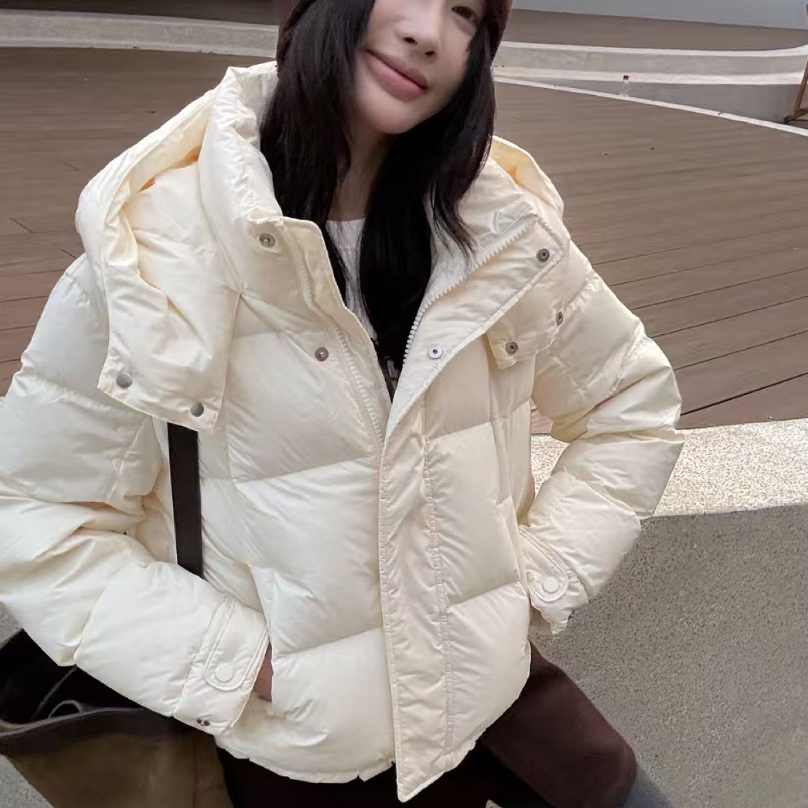 TYZ-3298秋冬新款AD连帽加厚宽松90白鸭绒休闲羽绒服外套女