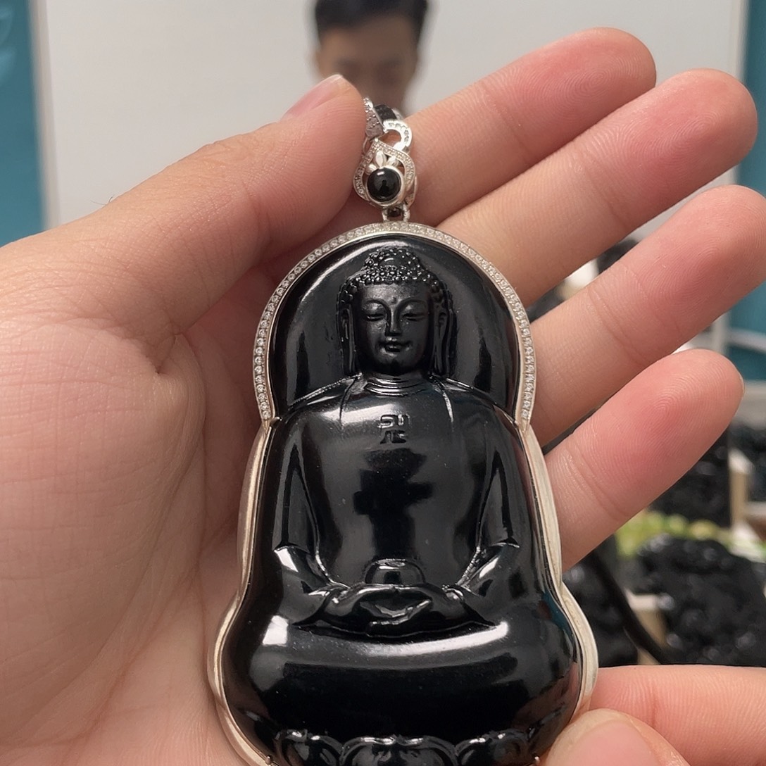 情***钟蛇纹石玉银S925镶嵌吊坠
