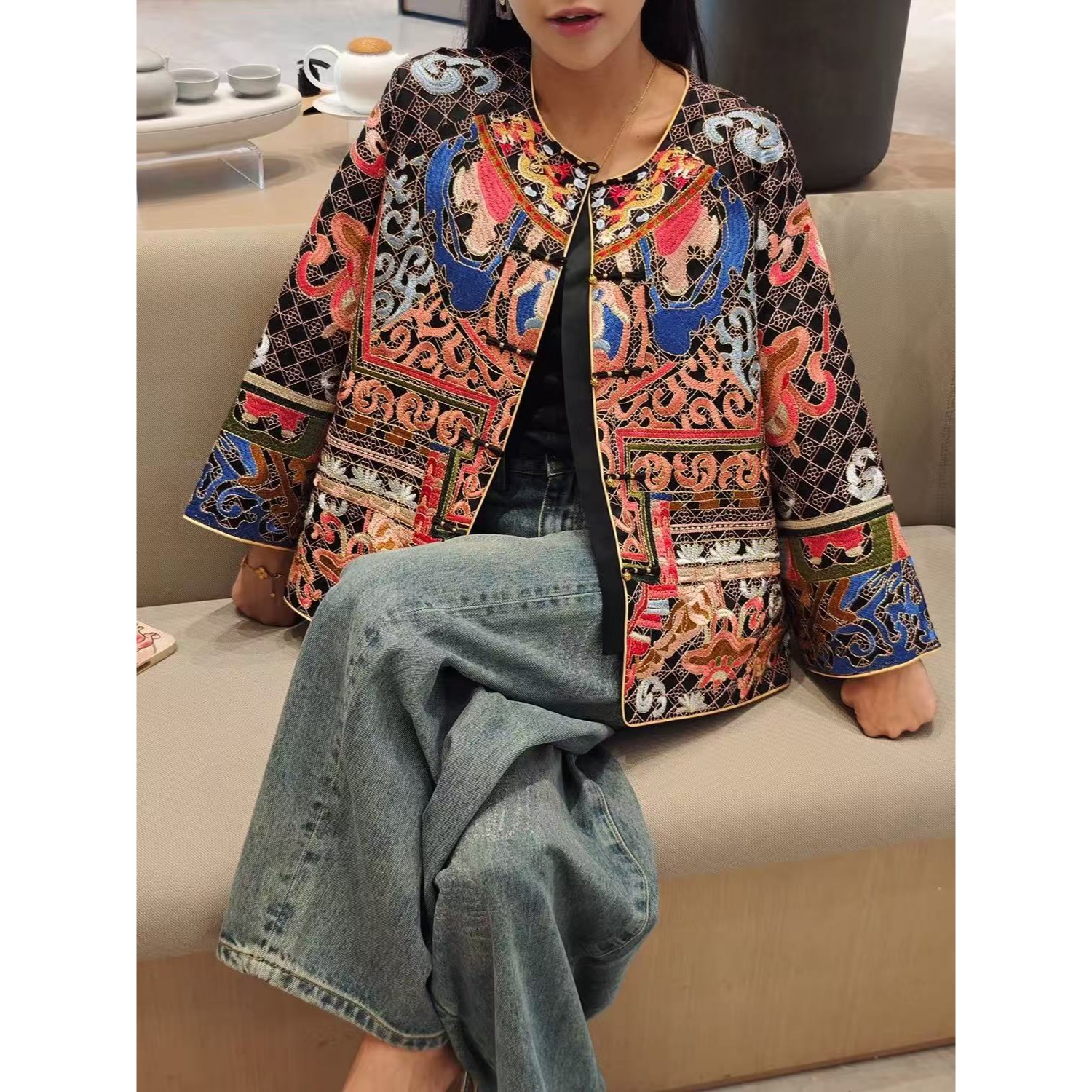 推荐 棉服 前后重工绣花 盘扣新中式常规短外套上衣长袖棉衣