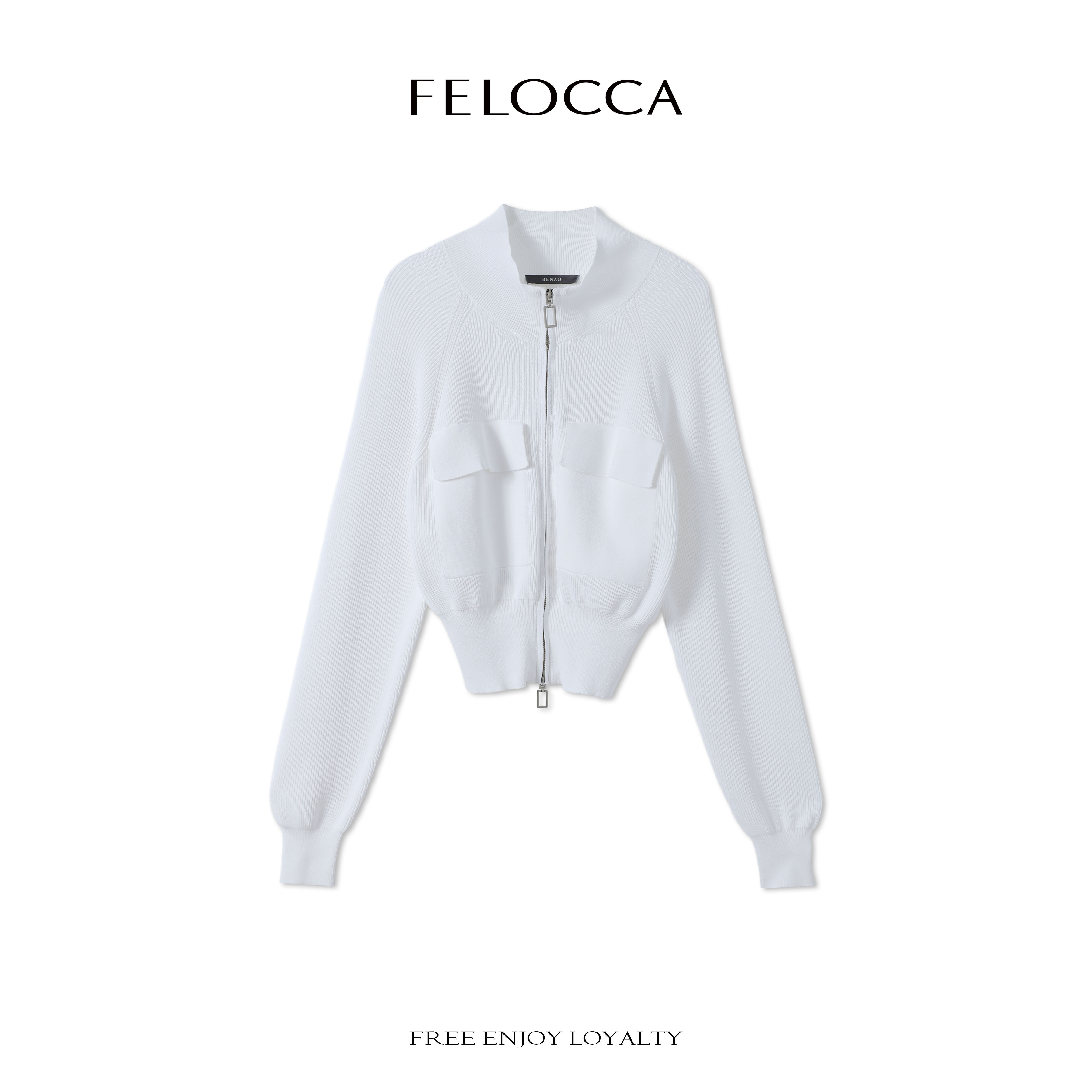 NO退NO换【FELOCCA】双口袋拉链针织衫收腰显瘦休闲开衫25SMZ084