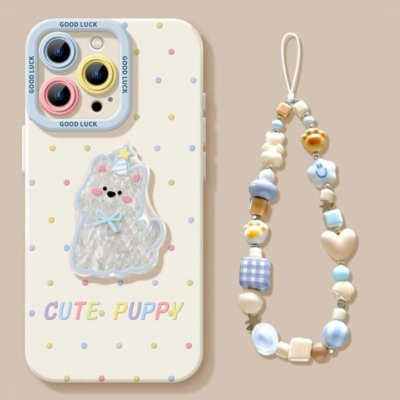 彩色波点狗适用苹果iphone小米15/14/13防摔vivo华为oppo手机壳