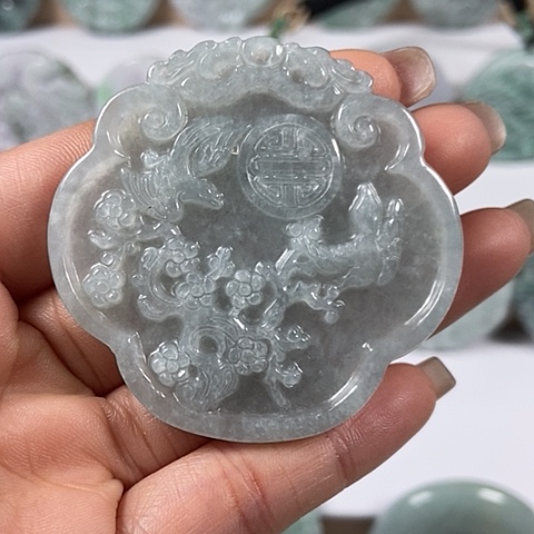 翡翠颈饰未镶嵌鸟语花香喜上眉梢有棉线福利