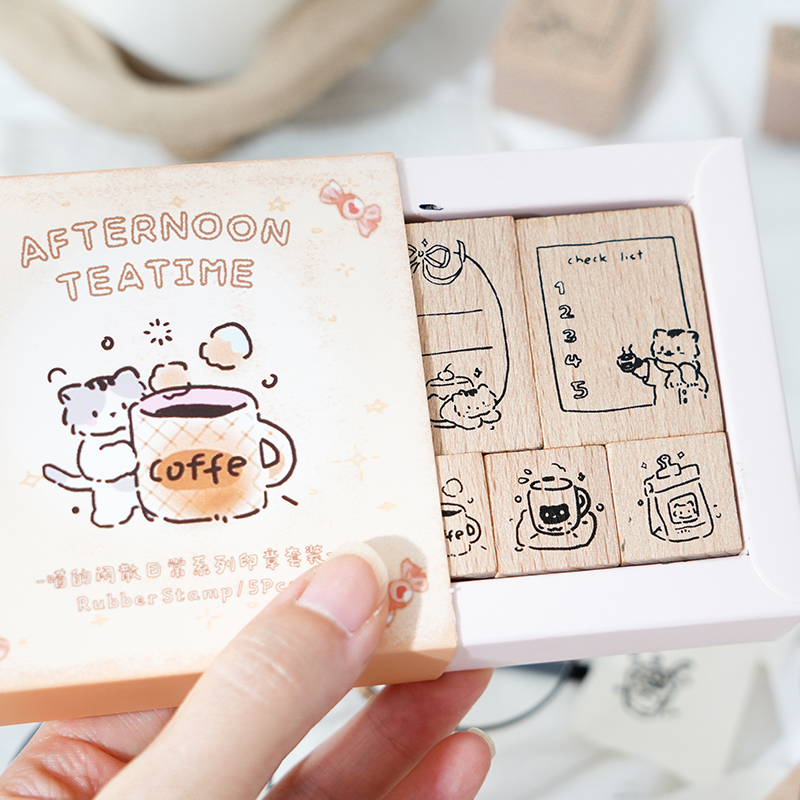 暮光 喵的闲散日常系列印章套盒 韩系可爱文艺小猫印章 2款