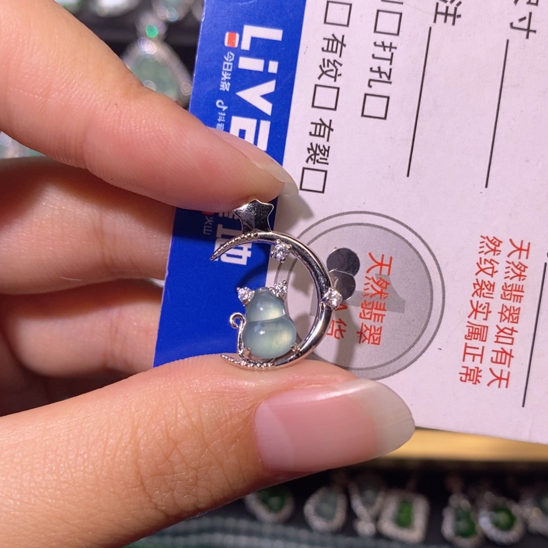 翡翠银S925镶嵌颈饰天然