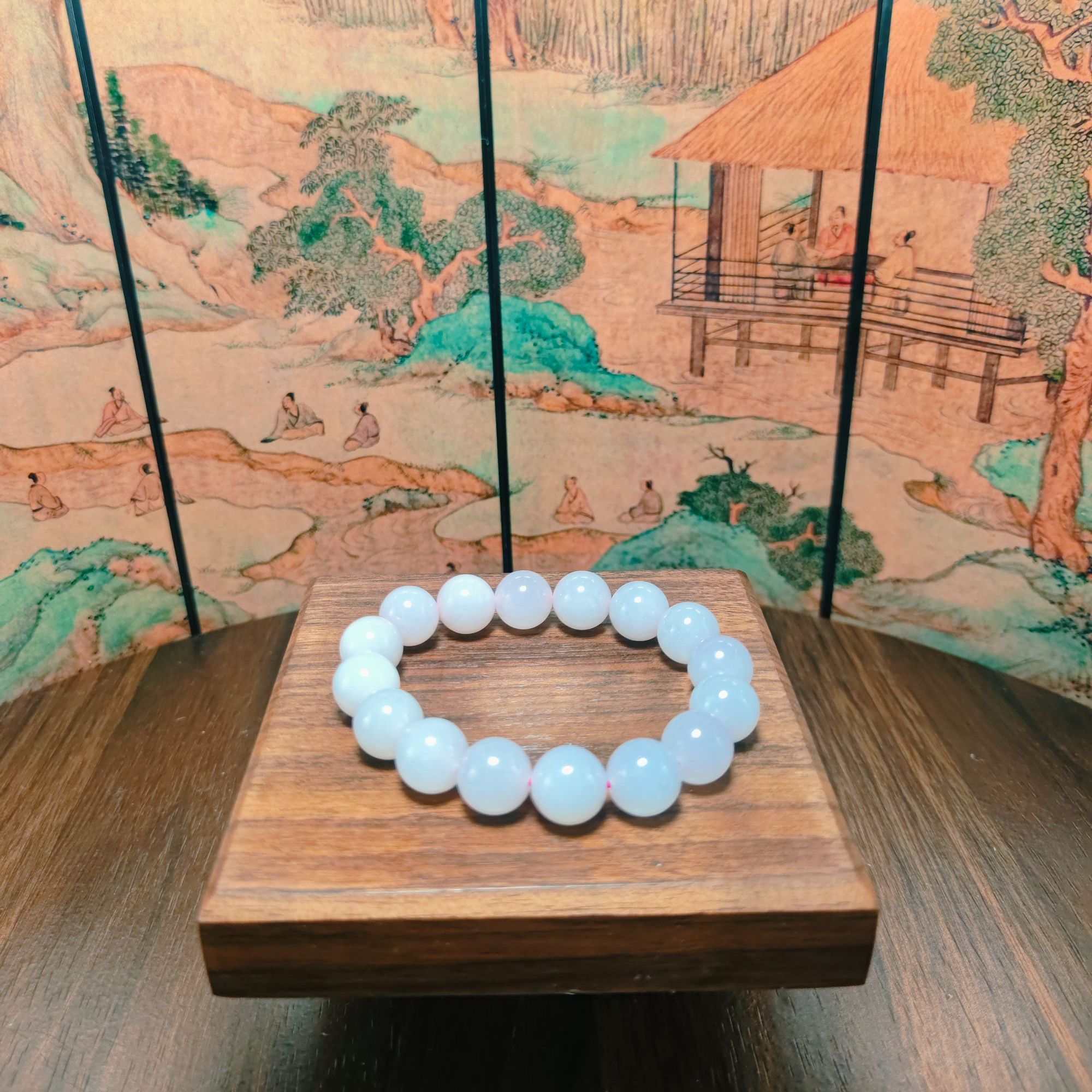 X和田玉烟紫圆珠手串（卡12）2010