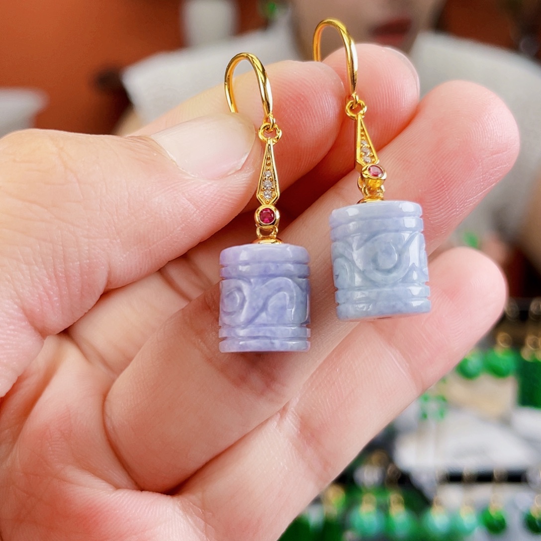 翡翠银S925镶嵌耳饰