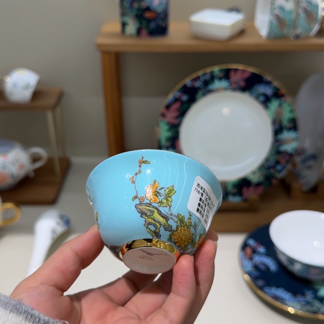 山***寺玻璃福利80ml主人杯西湖蓝