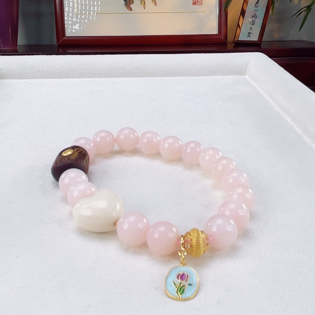 蛋白石手链18K金镶嵌粉澳宝9.9
