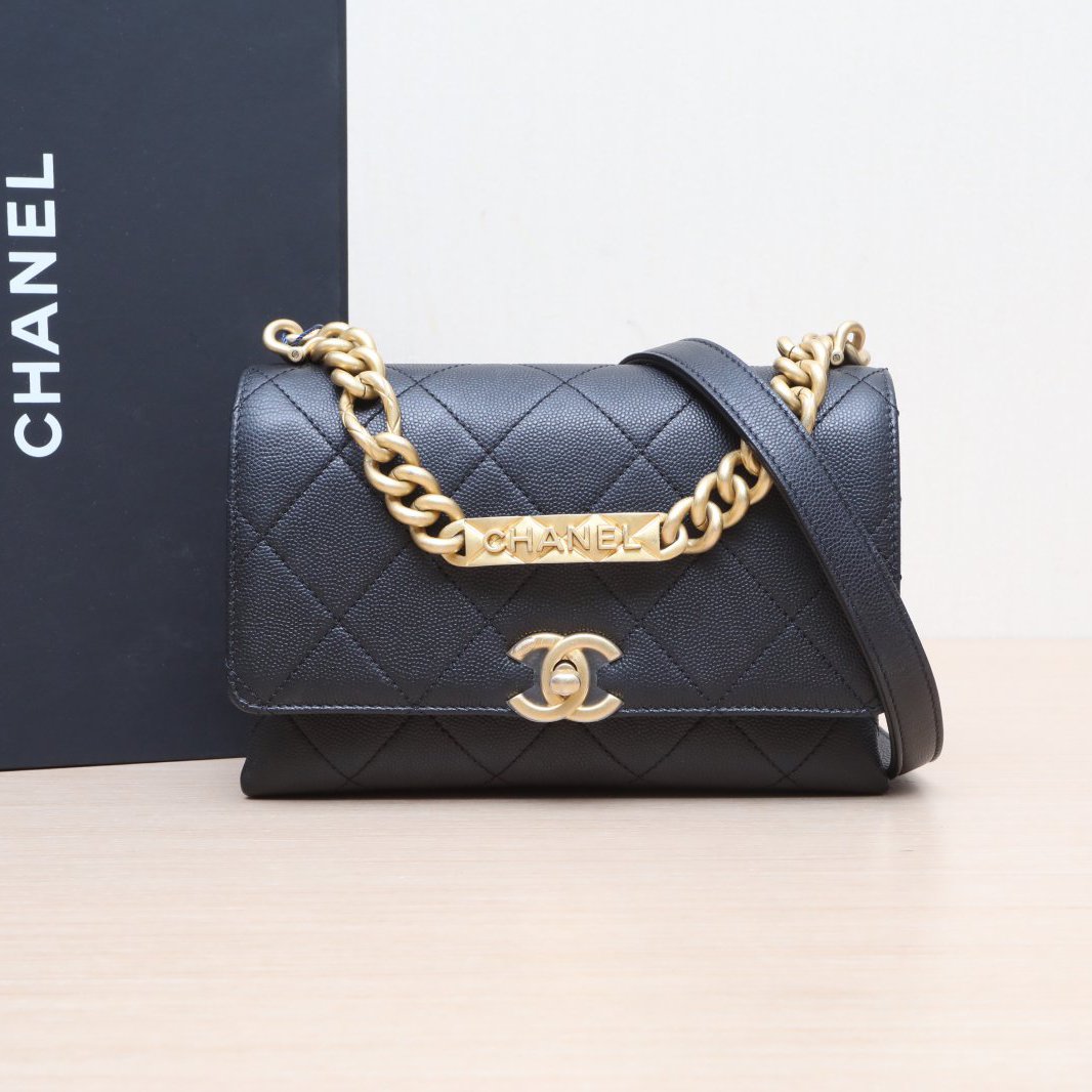 99新 Chanel/香奈儿 【小花念念】口盖包 黑色 芯片开 金扣