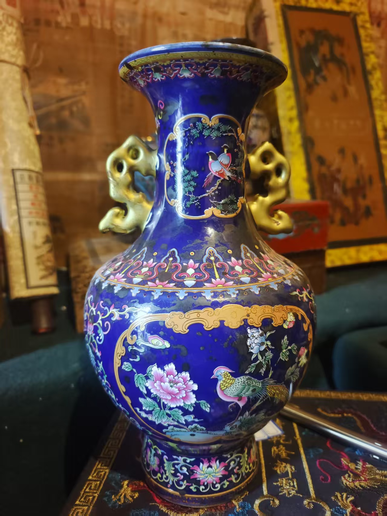摆件精品摆件 双耳蓝 孤品 【不带箱】
