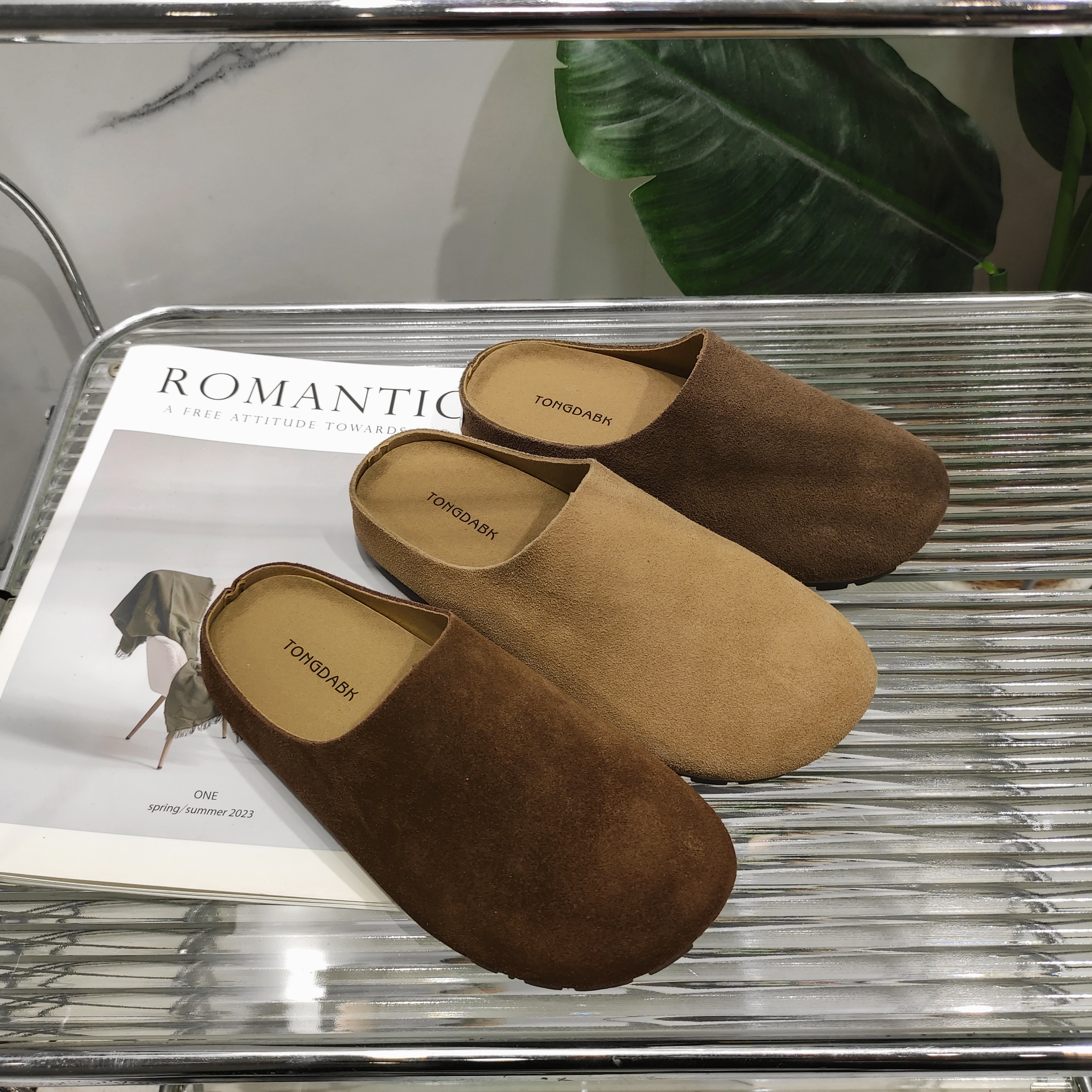 韩系简约百搭一脚蹬舒适包头拖鞋815(勃肯包头拖)