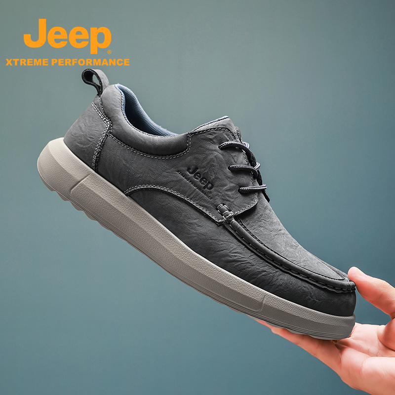 JEEP/吉普秋季男新款轻便时尚商务皮鞋舒适百搭爸爸鞋防滑徒步鞋 