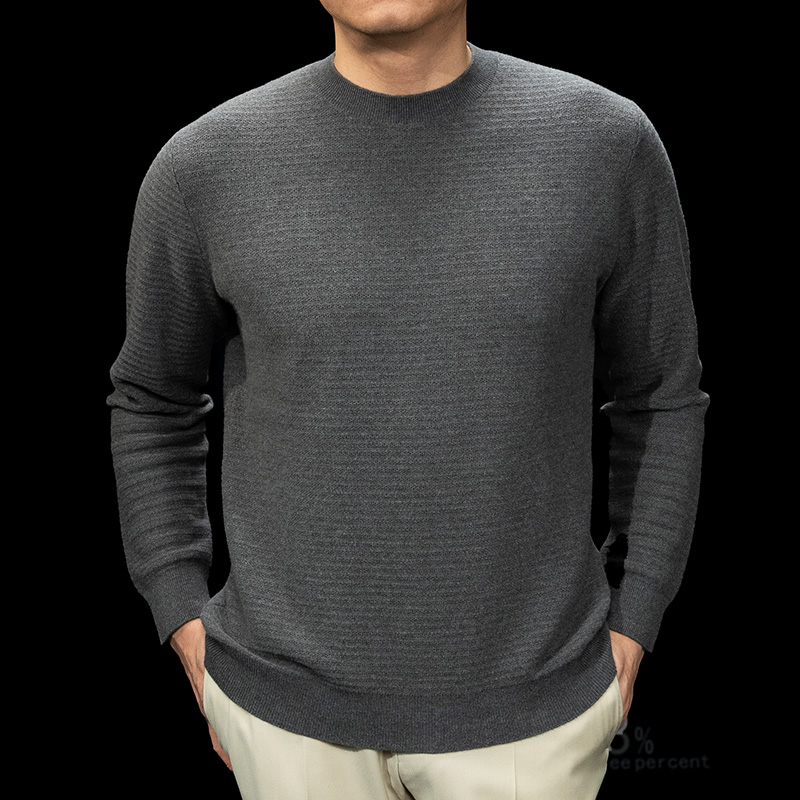 3% Three percent 100%羊绒 15微米 休闲圆领针织衫