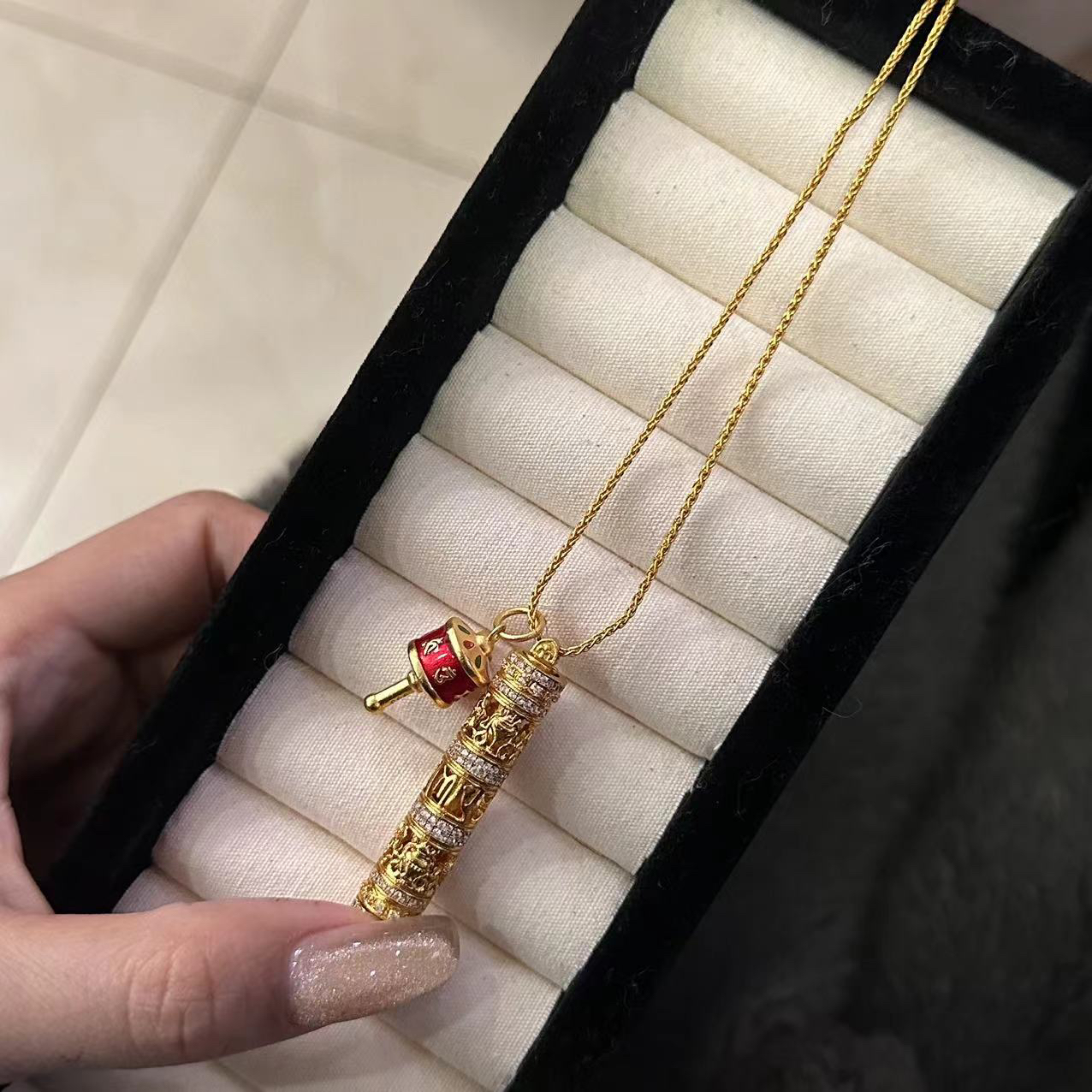 铜合金项链 随身佛拨浪鼓项链-4140