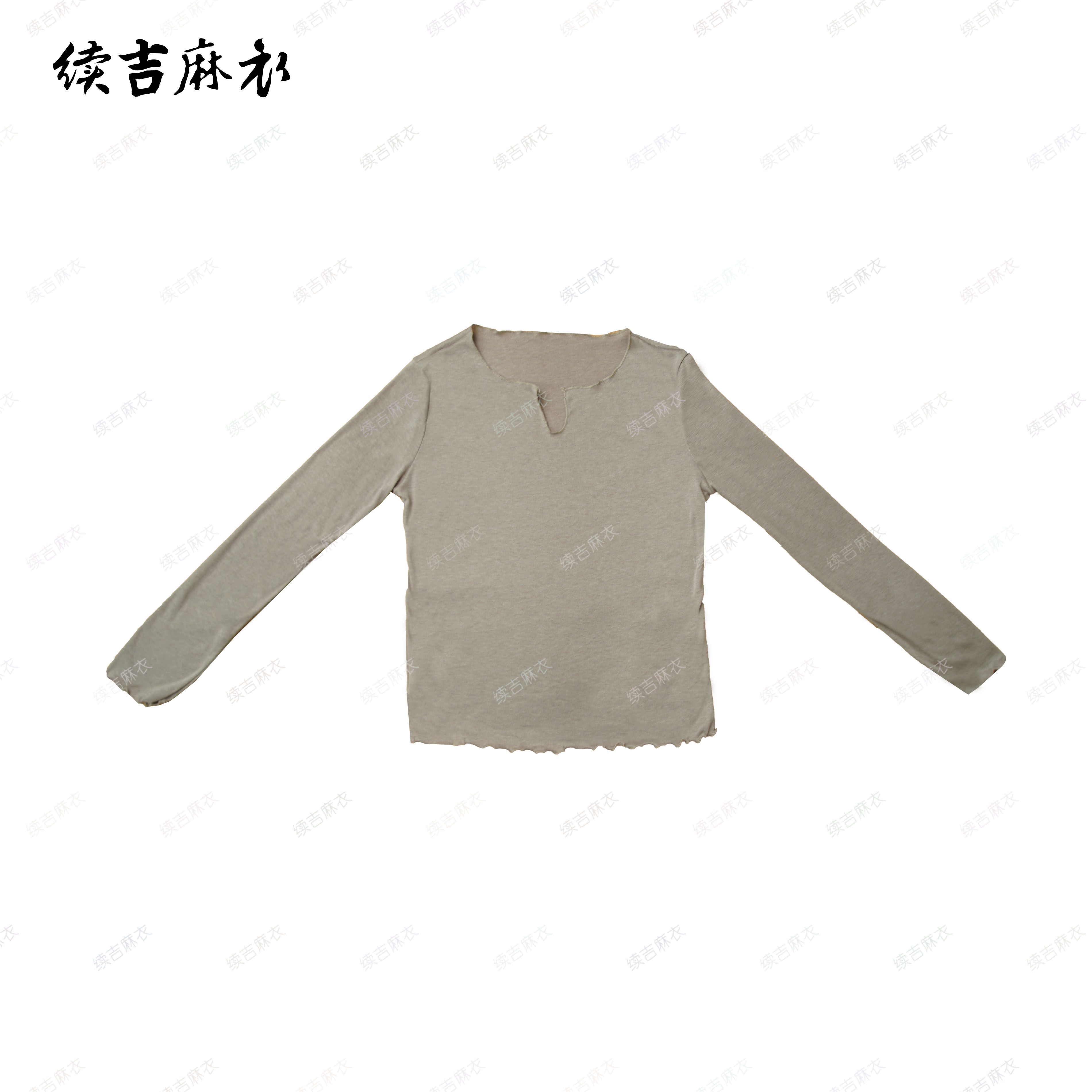 续吉麻衣春-25-146春夏木耳边长袖宽松休闲薄款T恤