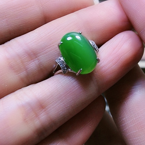 和田玉戒指银S925镶嵌