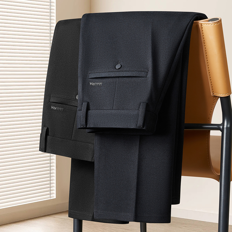 高端秋冬厚款含羊毛高腰西裤男加肥加大肥佬商务直筒长裤