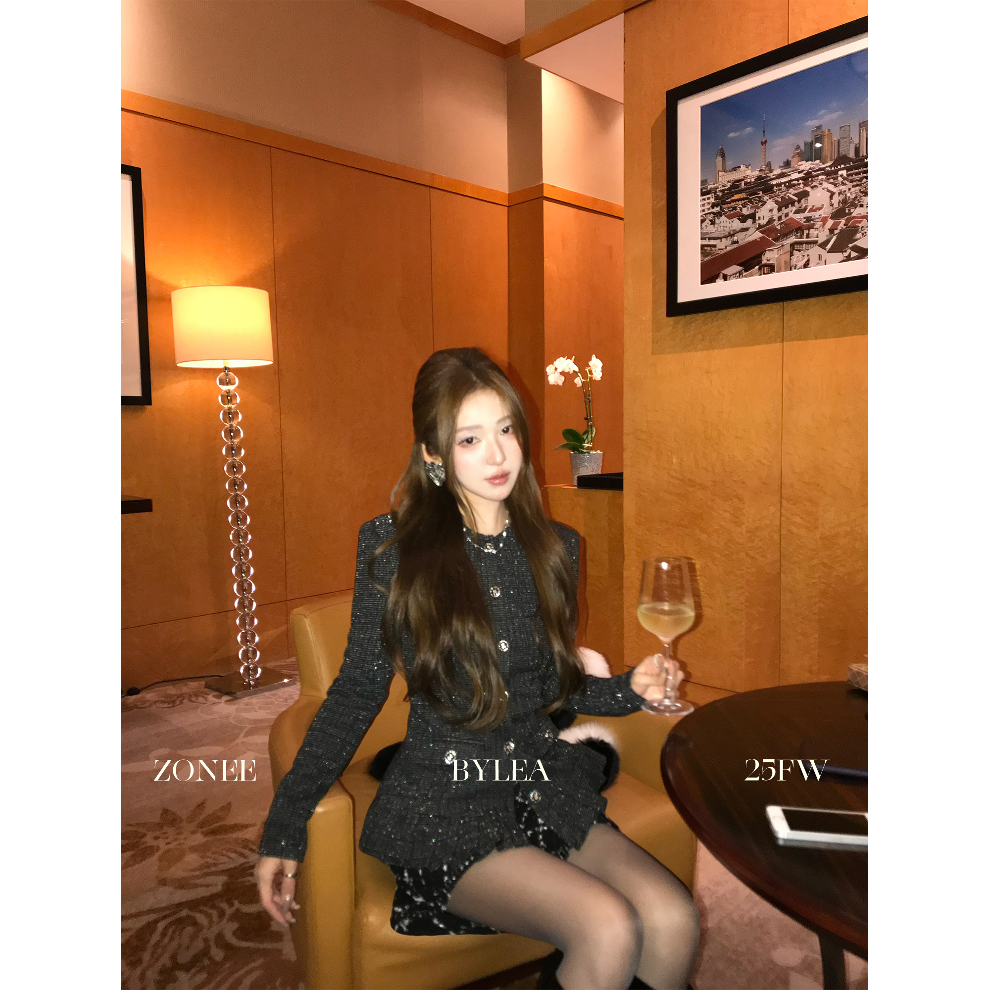 ZONEE 大小姐图鉴 法式贵气百褶下摆时髦气质感自带垫肩小香外套