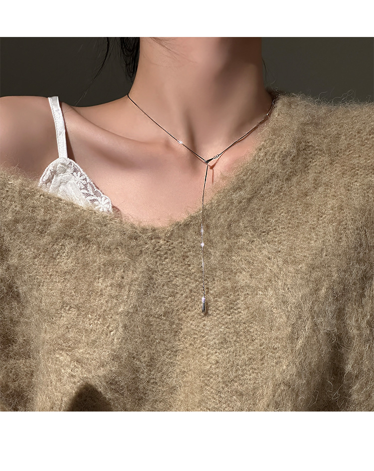 坠链均925银 925银水滴项链轻奢高级感时尚锁骨链精致百搭颈链