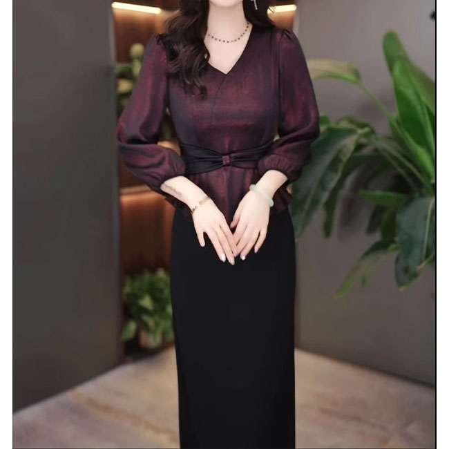 L8529  假两件拼接连衣裙女2025年春夏新款高档显瘦