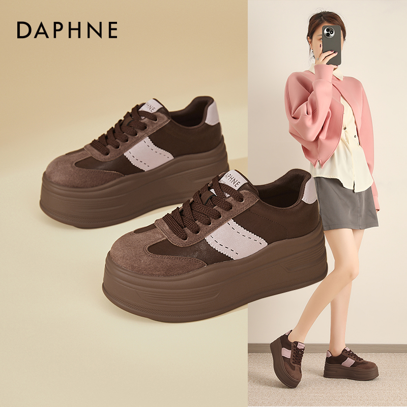 Daphne/达芙妮轻职风韩版秋季德训鞋小众增高小白鞋时尚休闲鞋