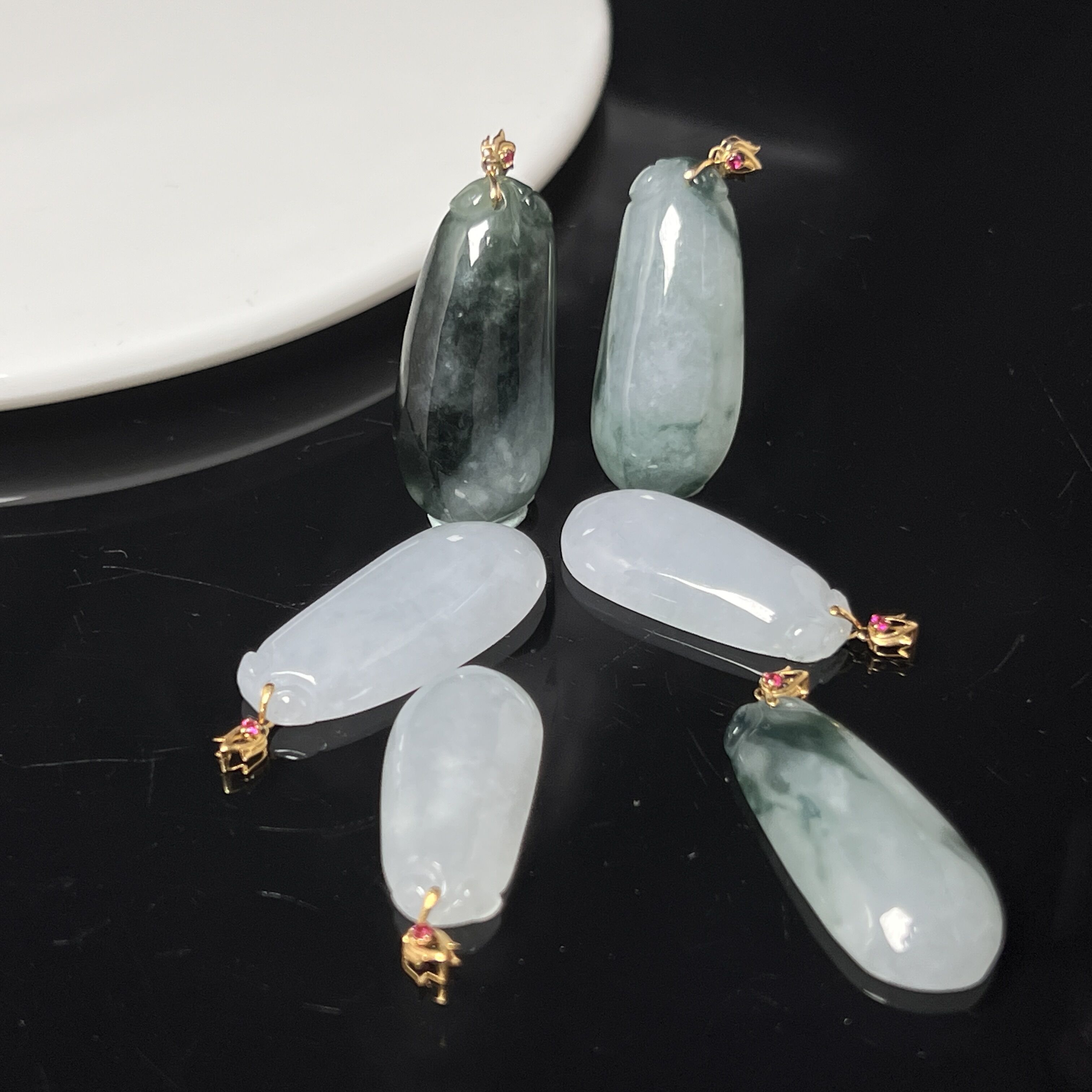 【老郑家】18K金镶翡翠挂件 多样性发一件（不带链) FC132-1