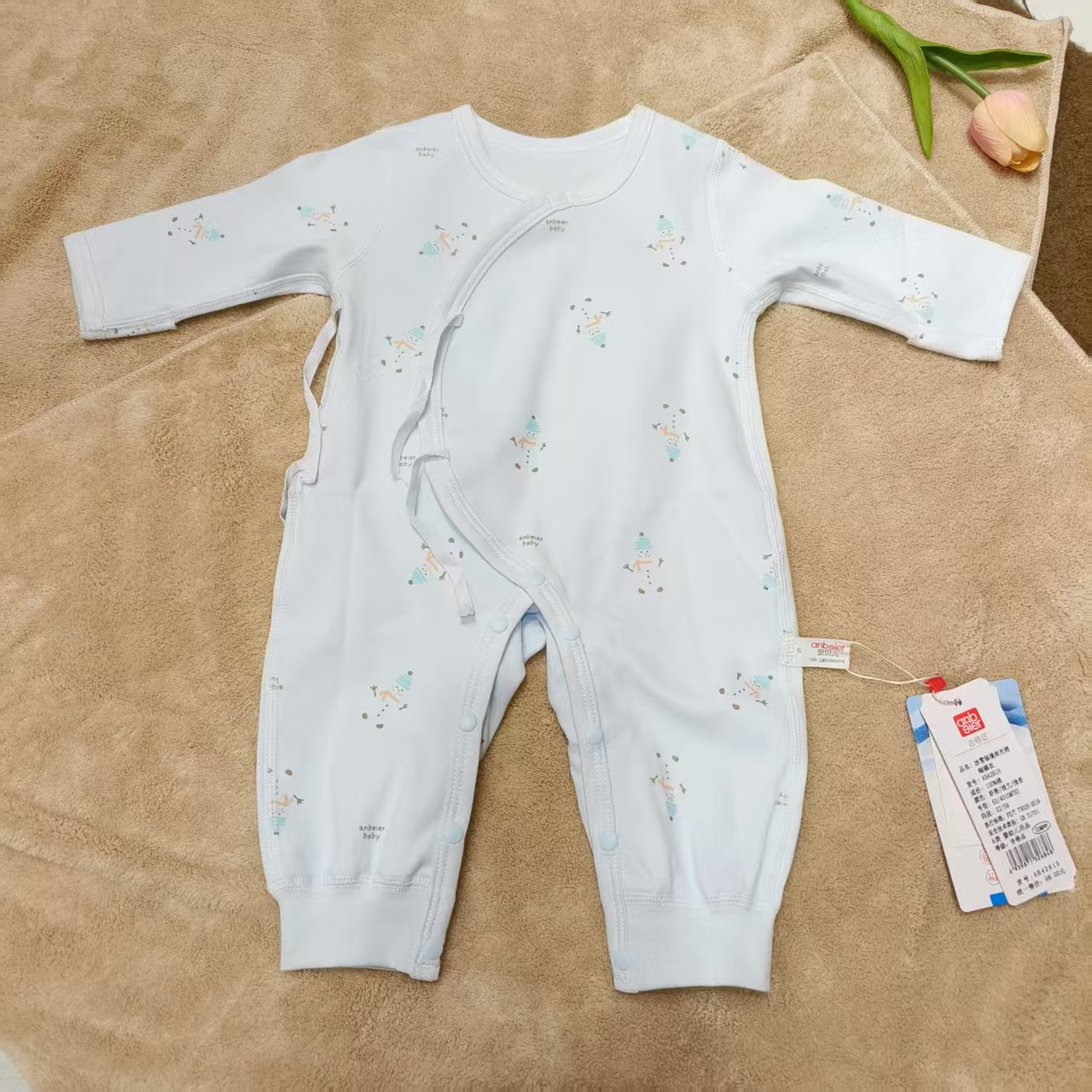 新生儿连体衣长袖爬服纯棉春夏幼儿婴儿唐装连体衣A类闭裆连身衣