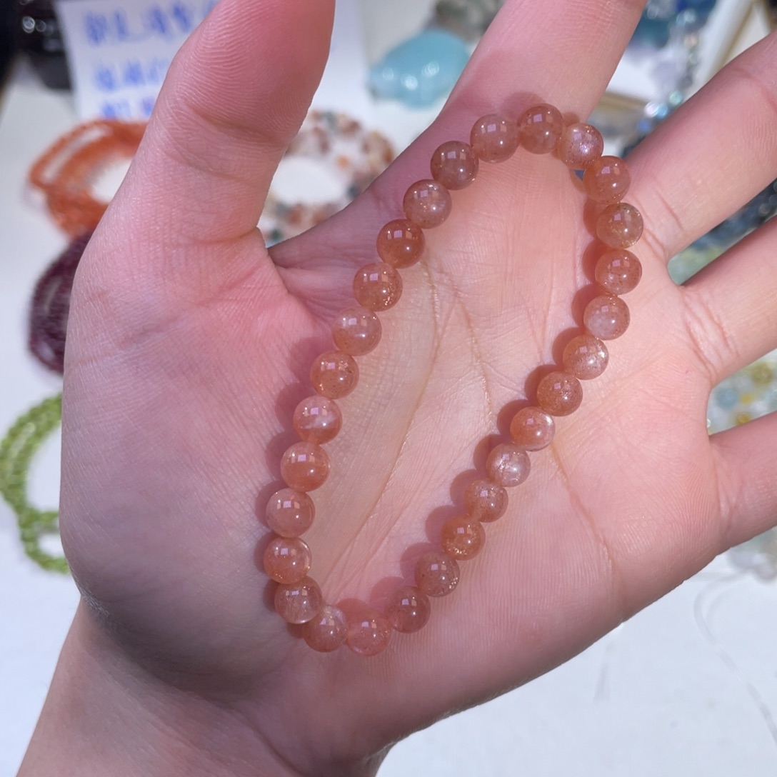 未镶嵌手链水晶孤品金沙太阳石6mm