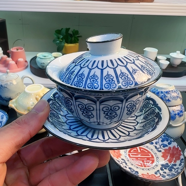 青花瓷器陶瓷茶叶罐 茶具旅行套装